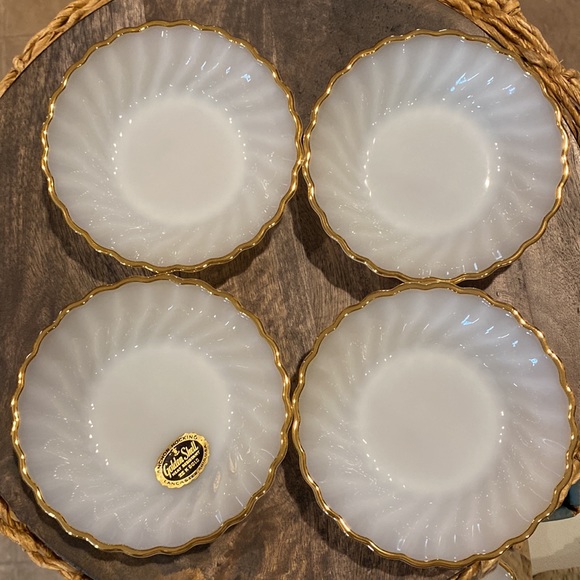 Milk Glass With Gold Trim